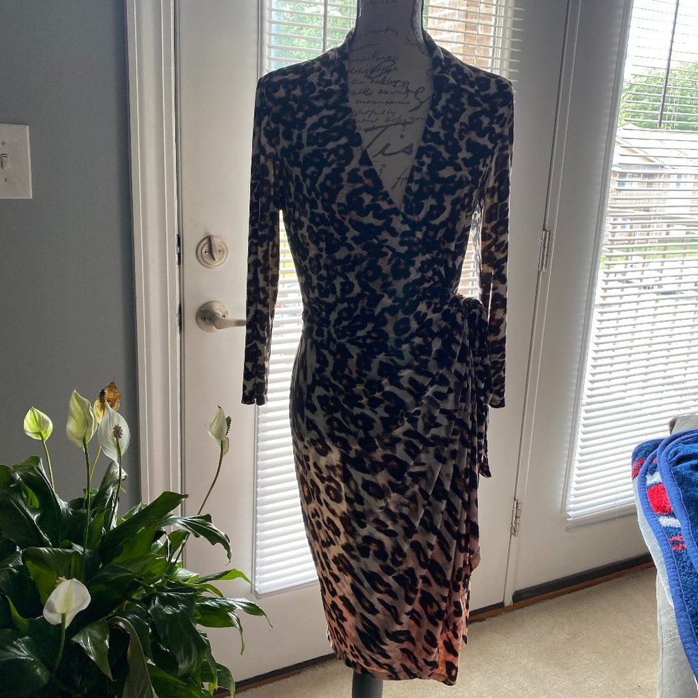 Maggy London Cheetah Print Jersey Wrap Dress